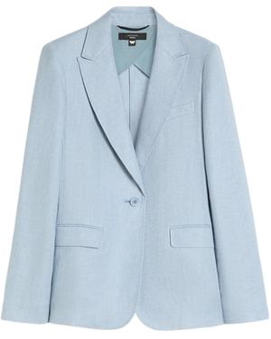 Weekend by Maxmara Single-Breasted Linen Blazer - Blue