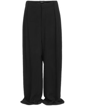 Balmain Pleated Wide-Leg Casual Pants - Black