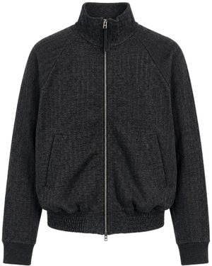 Tom Ford Herringbone Pattern Zip-Up Jacket - Black