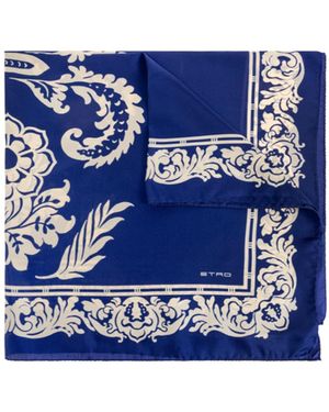 Etro Silk Scarf With Floral Print - Blue