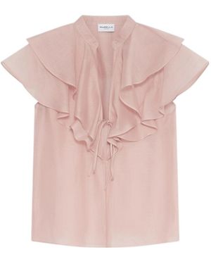 Marella Cotton And Silk Voile Top - Pink
