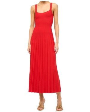 STAUD Ellison Sleeveless Midi Dress - Red