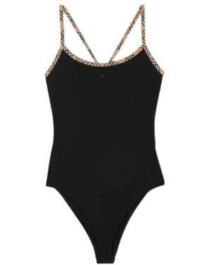 Burberry Check Trim Swimsuit - Black