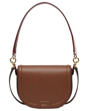 Bally Logo-Stamp Foldover Top Shoulder Bag - Brown