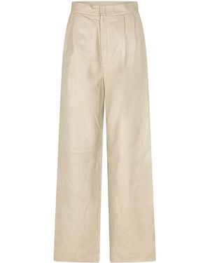 Gucci Leather Wideleg Pants - Natural