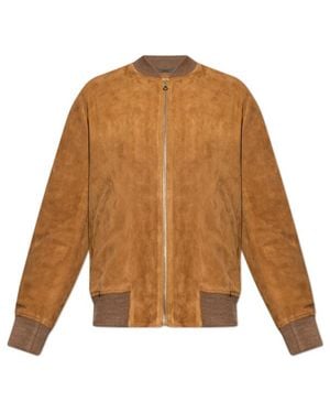 Paul Smith Suede Bomber Jacket - Brown