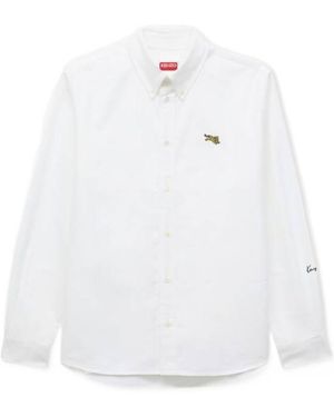 KENZO Jumping Tiger' Embroidered Casual Shirt - White