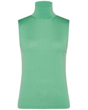 The Row Funnel Neck Cashmere Vest - Green