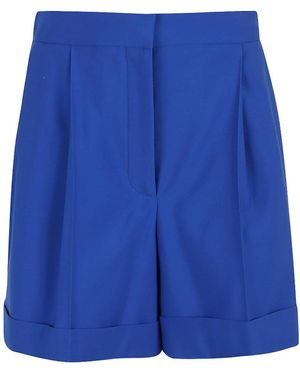 McQueen High-Waist Rolled Cuffs Tailored Shorts - Blue