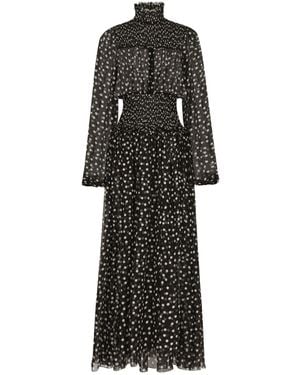 Dolce & Gabbana Polka Dot-Print Silk Dress - Black
