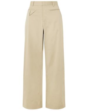 St. Agni Origami Organic Cotton-Blend Wide-Leg Trousers - Natural