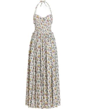 Dolce & Gabbana Floral Ruffled Maxi Dress - White