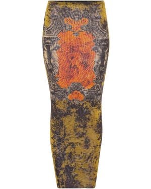 Jean Paul Gaultier Long Mesh Skirt - Orange