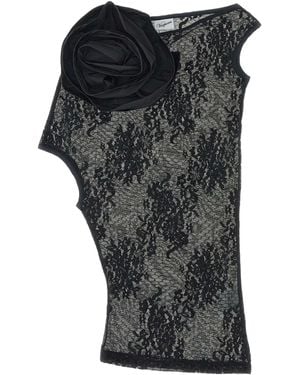 VAQUERA Asymmetric Floral Lace Top - Black