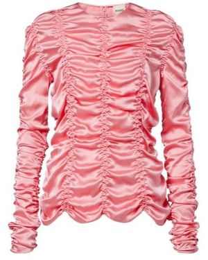 KHAITE Rory Ruched Silk Charmeuse Top - Pink