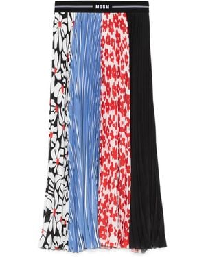MSGM Mix-Print Midi Skirt - Blue