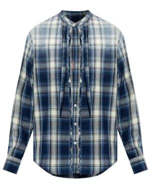 DSquared² Ruffled Checked Shirt - Blue
