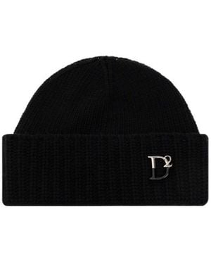 DSquared² Logo Plaque Beanie - Black