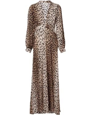 RIXO London Emory Printed Silk Maxi Dress - Natural