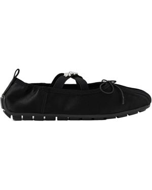 Simone Rocha Faux Pearl-Embellished Pleated Shell Ballet Flats - Black