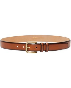 Max Mara Leather Buckle Belt - White