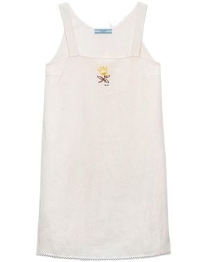 Prada Embroidered Mini Dress - White