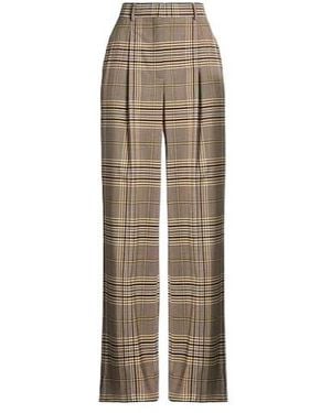 Tory Burch Check Loose Fit Pants - Natural