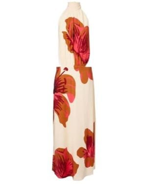 Johanna Ortiz Floral Halterneck Silk Crepe Maxi Dress - Red