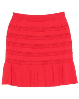 Blugirl Blumarine Pointelle-Knit Ruffled Skirt - Red