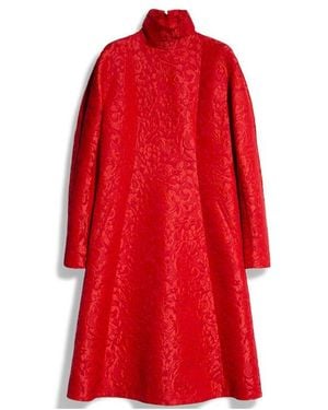 Gucci Floral Wool Brocade Dress - Red