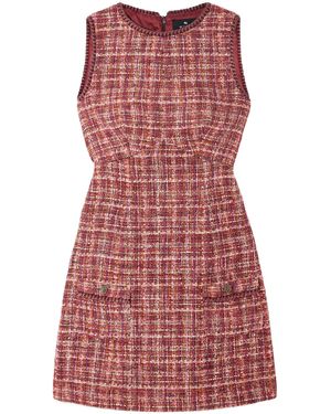 Etro Checked Cotton-Blend Bouclé-Tweed Mini Dress - Red