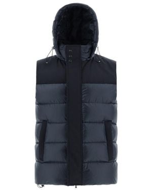 Herno High Neck Hooded Gilet - Blue
