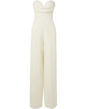 Alex Perry Hayden Strapless Draped Crepe Jumpsuit - White
