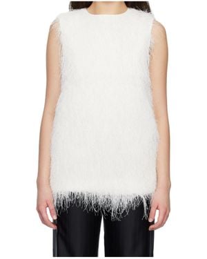 Loulou de Saison Yasmin Fringed Sleeveless Top - White