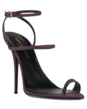 Saint Laurent Satin Pointed-Toe Sandals - Black