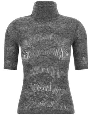 Brunello Cucinelli Short-Sleeve Turtleneck Sweater - Gray