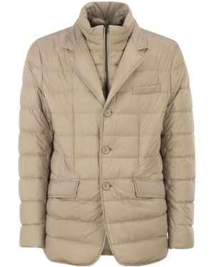 Herno La Giacca High Neck Quilted Coat - Natural