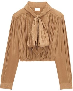 Saint Laurent Lavallière Drop-Shoulder Blouse - Natural