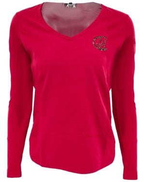 Armani Jeans V-Neck Long-Sleeved T-Shirt - Red