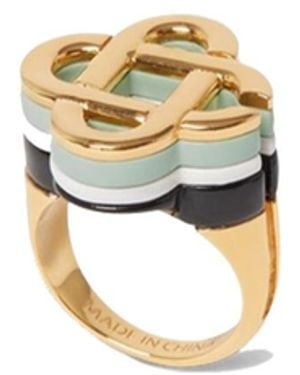 CASABLANCA Hiking Stacked Logo Ring - Metallic