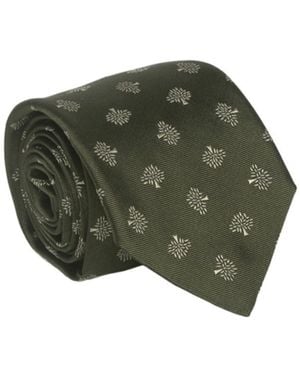 Mulberry All Over Tree Pointed Tie - Green