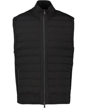 BOSS Knitted-Panels Quilted Gilet - Black