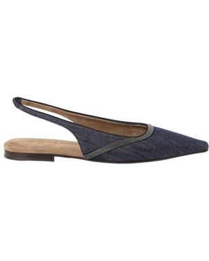 Brunello Cucinelli Leather Ballerina Shoes - Blue