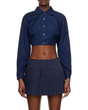 Ami Paris Long-Sleeved Short-Style Shirt - Blue