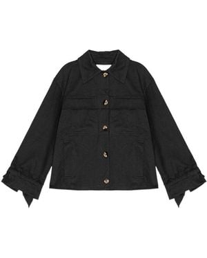 Ganni Herringbone Buttoned Jacket - Black