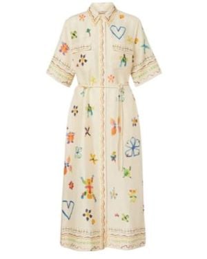 ALÉMAIS Sidi Floral Linen-Blend Shirt Dress - Metallic