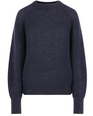 Brunello Cucinelli Diamond Yarn English Rib Sweater - Blue