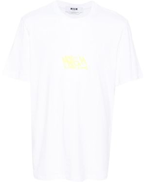 MSGM Logo-Print Cotton T-Shirt - White