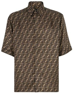 Fendi Ff Silk Shirt - Brown