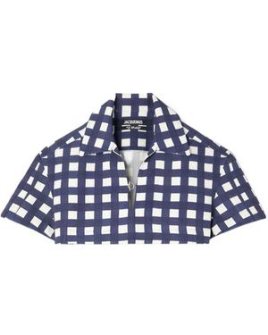Jacquemus Bebi Cropped Checked Canvas Top - Blue